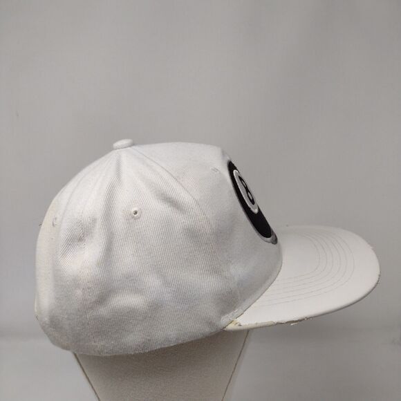 8 Ball Snapback Hat White One Size Adjustable Embroidered 6 Panel Joy Cap - Picture 4 of 8